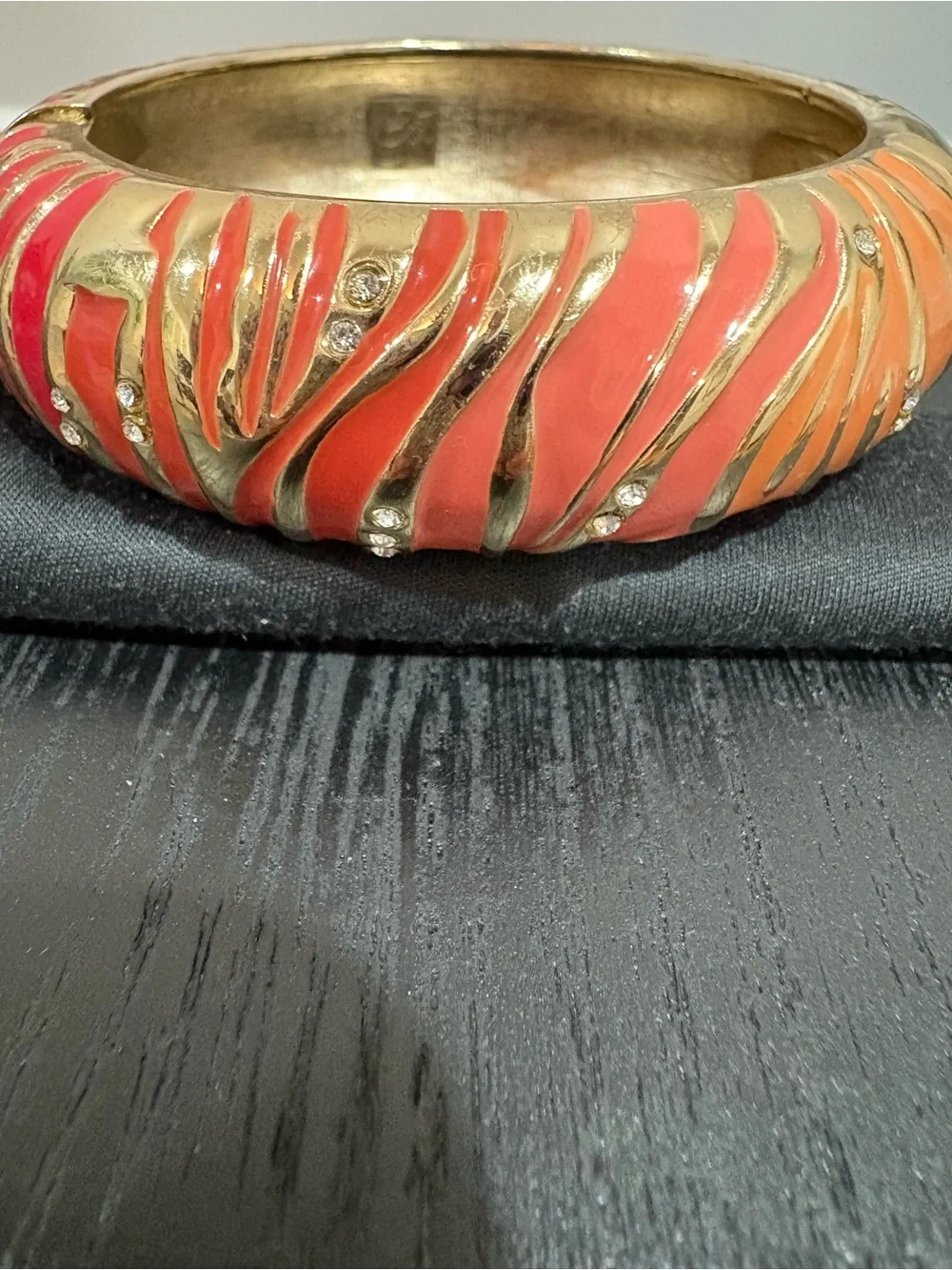 Tommy Bahamas Orange Ochred Zebra Palm Enamel Bracelet with Crystals